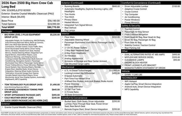 2026 RAM Ram 2500 RAM 2500 BIG HORN CREW CAB 4X4 8 BOX