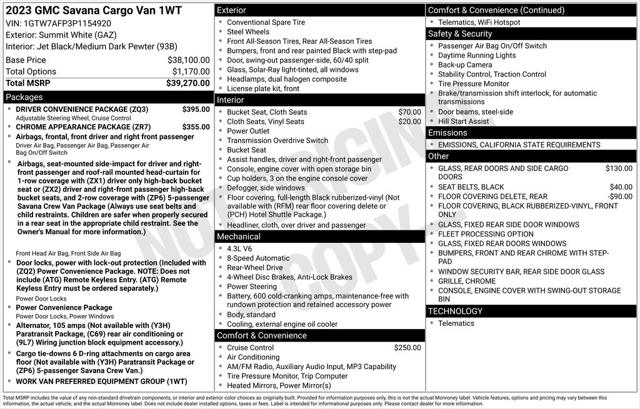 2023 GMC Savana Cargo RWD 2500 Regular Wheelbase Work Van