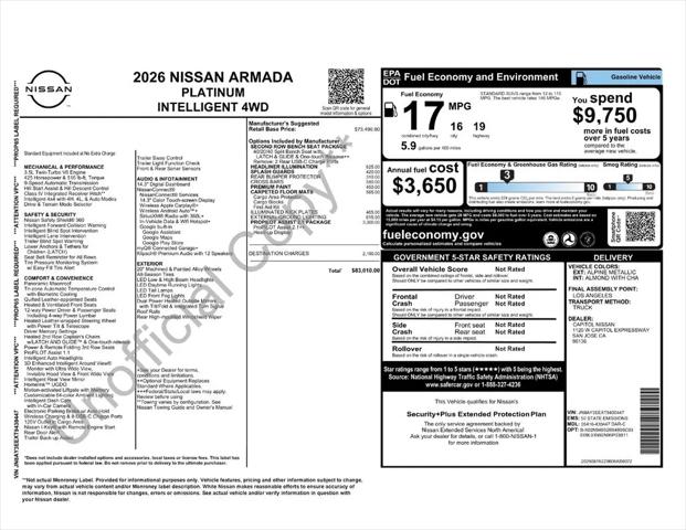 2026 Nissan Armada Platinum