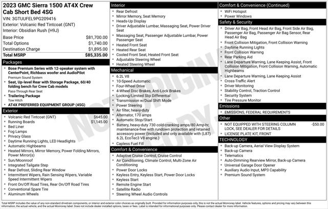 2023 GMC Sierra 1500 4WD Crew Cab Short Box AT4X 2023 GMC Sierra 1500 4WD Crew Cab Short Box AT4X