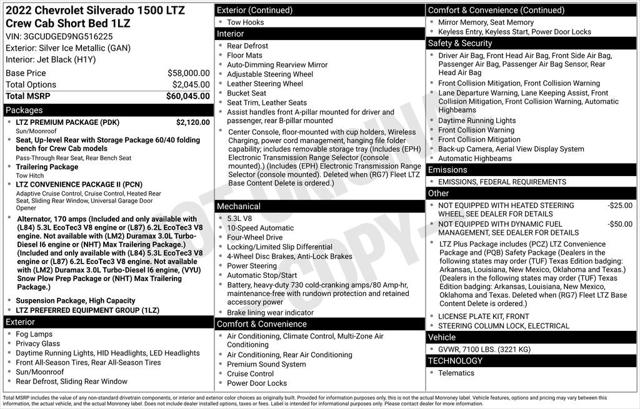 2022 Chevrolet Silverado 1500 4WD Crew Cab Short Bed LTZ