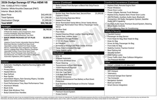 2026 Dodge Durango DURANGO GT PLUS AWD HEMI V8