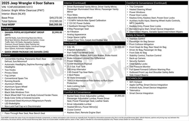 2025 Jeep Wrangler WRANGLER 4-DOOR SAHARA