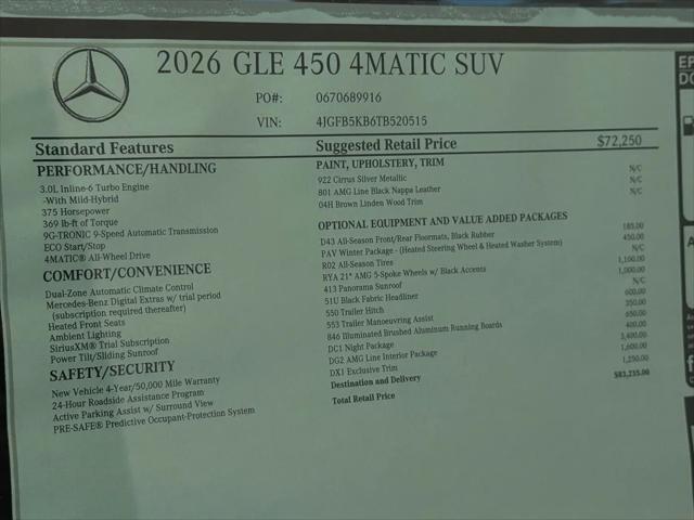 2026 Mercedes-Benz GLE GLE 450 4MATIC