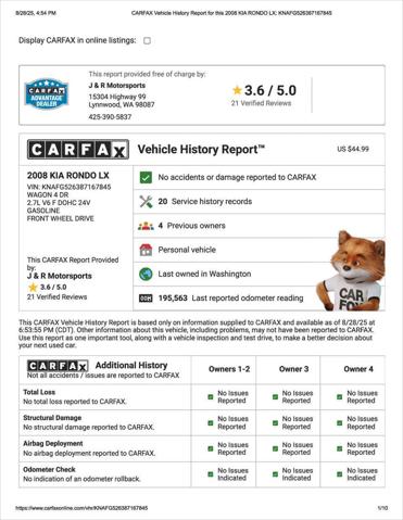 2008 Kia Rondo LX V6