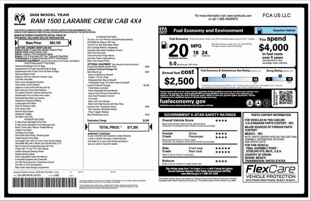 2026 RAM Ram 1500 RAM 1500 LARAMIE CREW CAB 4X4 57 BOX