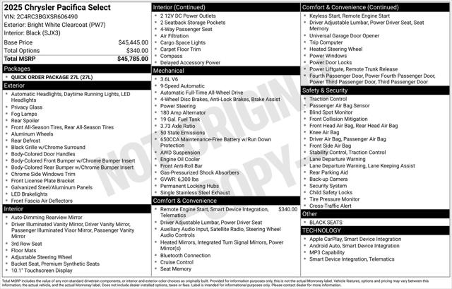 2025 Chrysler Pacifica PACIFICA SELECT AWD