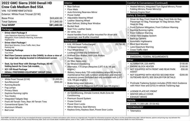 2022 GMC Sierra 2500HD 4WD Crew Cab Standard Bed Denali 2022 GMC Sierra 2500HD 4WD Crew Cab Standard Bed Denali