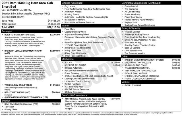 2021 RAM 1500 Big Horn Crew Cab 4x4 57 Box