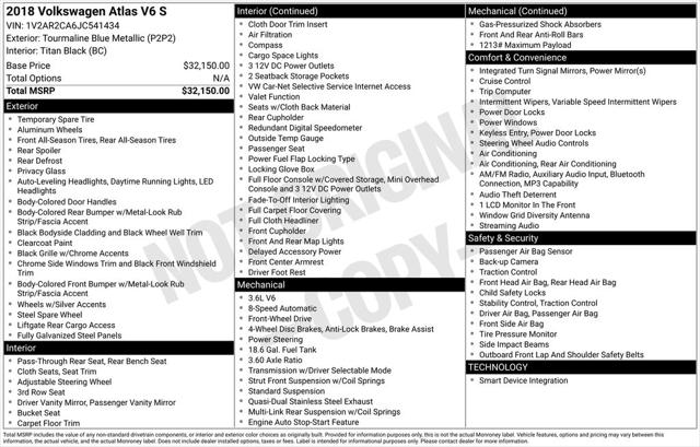 2018 Volkswagen Atlas 3.6L V6 S