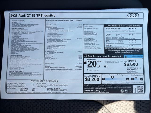 2025 Audi Q7 Premium Plus 55 TFSI quattro Tiptronic