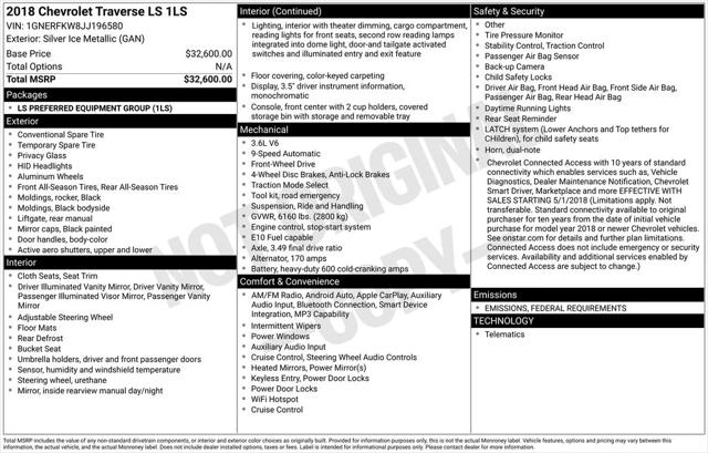 2018 Chevrolet Traverse LS 2018 Chevrolet Traverse LS