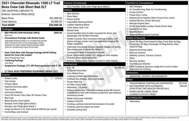2021 Chevrolet Silverado 1500 4WD Crew Cab Short Bed LT Trail Boss