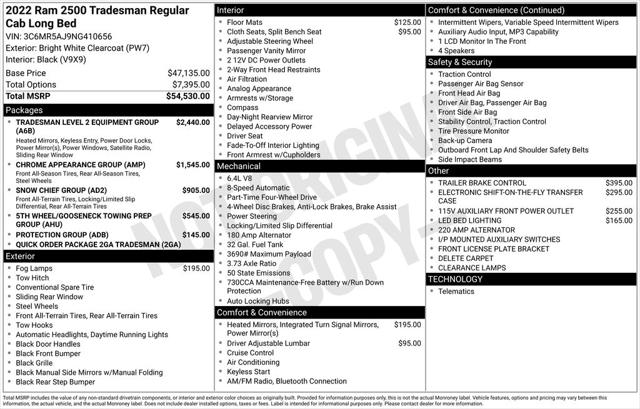 2022 RAM 2500 Tradesman Regular Cab 4x4 8 Box