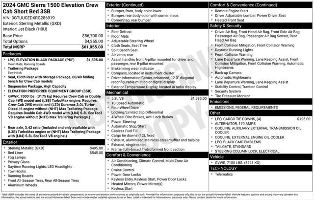 2024 GMC Sierra 1500 4WD Crew Cab Short Box Elevation with 3SB