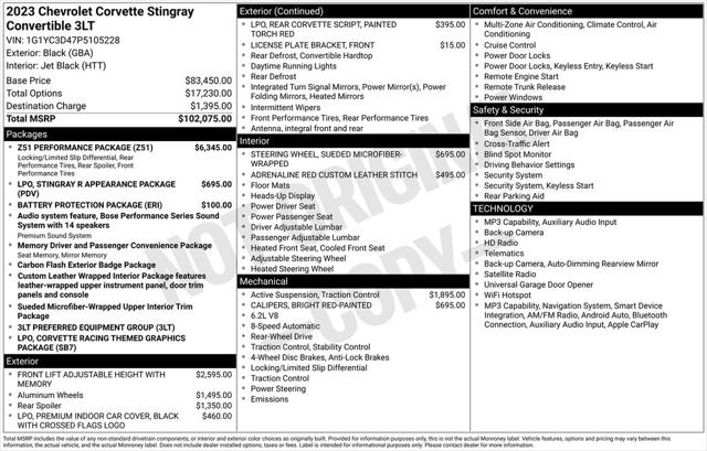 2023 Chevrolet Corvette Stingray RWD Convertible 3LT