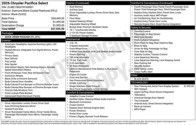 2026 Chrysler Pacifica PACIFICA SELECT