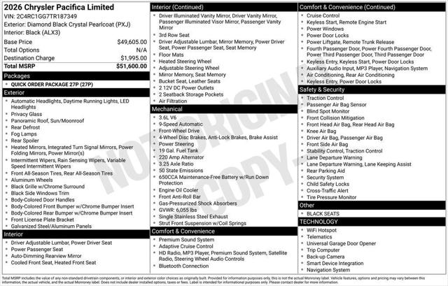 2026 Chrysler Pacifica PACIFICA LIMITED 2026 Chrysler Pacifica PACIFICA LIMITED