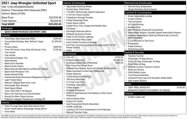 2021 Jeep Wrangler Unlimited Sport 4x4