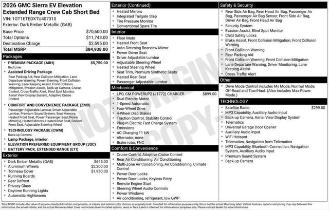 2026 GMC Sierra Extended Range Elevation