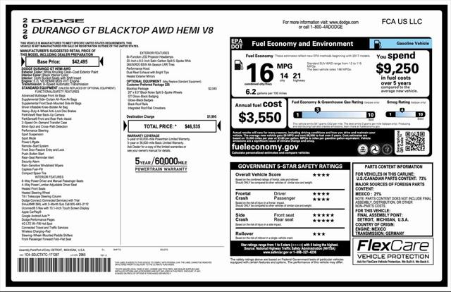 2026 Dodge Durango DURANGO GT AWD HEMI V8 2026 Dodge Durango DURANGO GT AWD HEMI V8