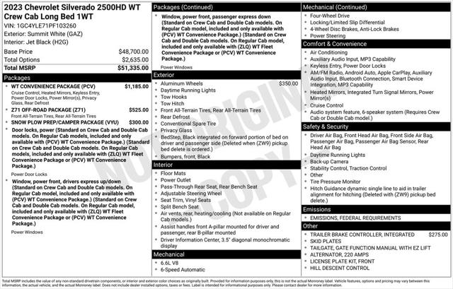 2023 Chevrolet Silverado 2500HD 4WD Crew Cab Long Bed WT