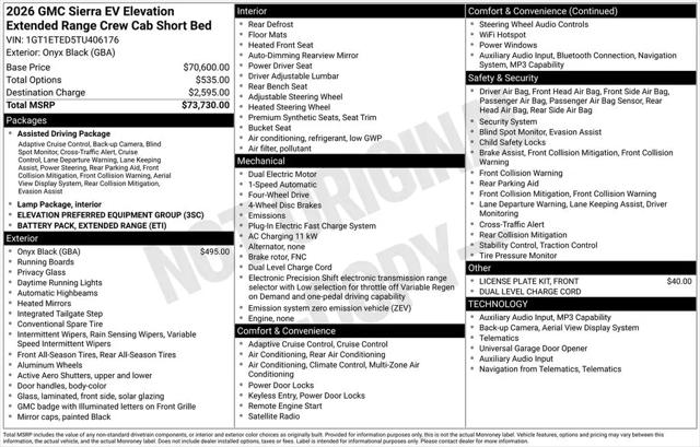 2026 GMC Sierra Extended Range Elevation