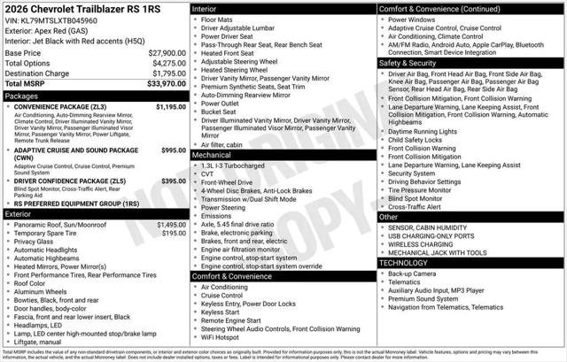 2026 Chevrolet TrailBlazer FWD RS