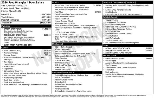 2026 Jeep Wrangler WRANGLER 4-DOOR SAHARA 2026 Jeep Wrangler WRANGLER 4-DOOR SAHARA