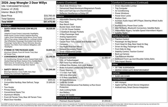 2026 Jeep Wrangler WRANGLER 2-DOOR WILLYS 2026 Jeep Wrangler WRANGLER 2-DOOR WILLYS