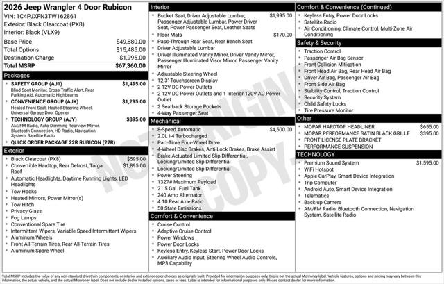 2026 Jeep Wrangler WRANGLER 4-DOOR RUBICON