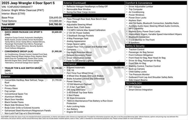 2025 Jeep Wrangler WRANGLER 4-DOOR SPORT S