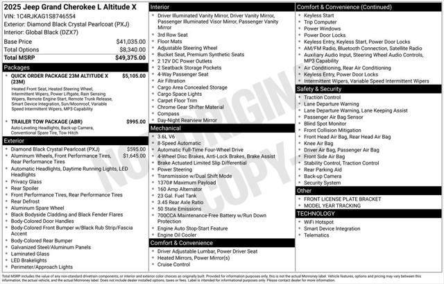 2025 Jeep Grand Cherokee GRAND CHEROKEE L ALTITUDE X 4X4