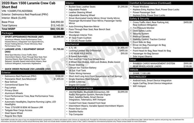 2020 RAM 1500 Laramie Crew Cab 4x4 57 Box