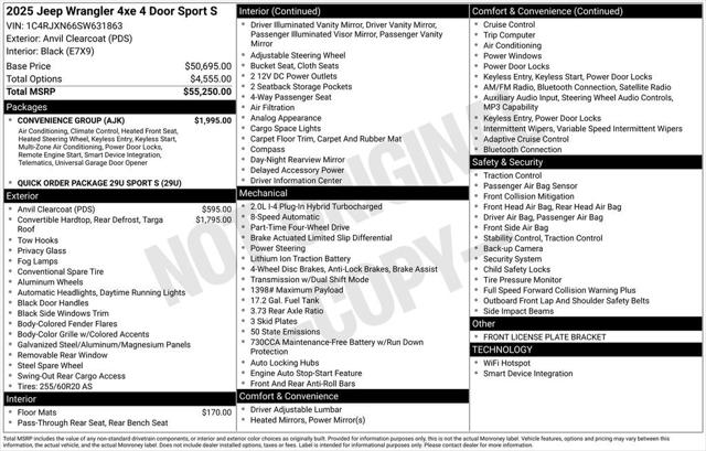 2025 Jeep Wrangler 4xe WRANGLER 4-DOOR SPORT S 4xe