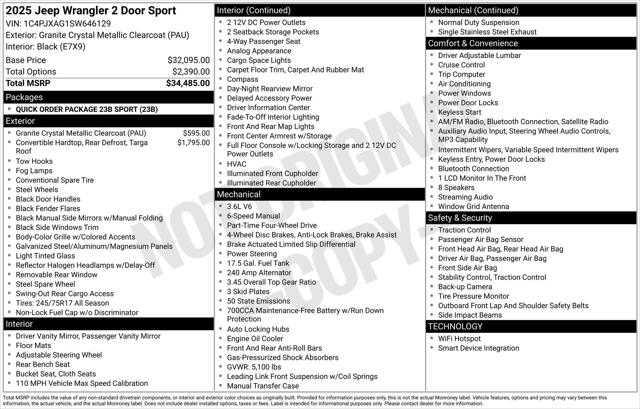 2025 Jeep Wrangler WRANGLER 2-DOOR SPORT
