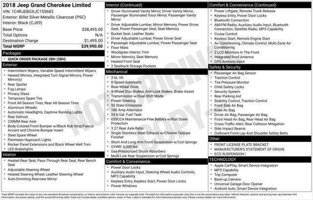 2018 Jeep Grand Cherokee Limited 4x2 2018 Jeep Grand Cherokee Limited 4x2