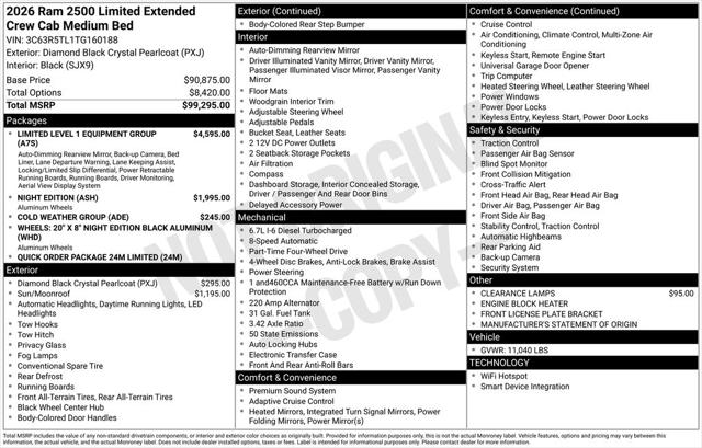 2026 RAM Ram 2500 RAM 2500 LIMITED MEGA CAB 4X4 64 BOX