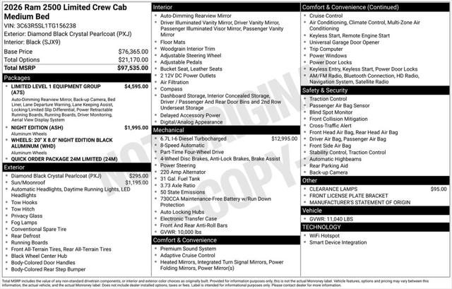 2026 RAM Ram 2500 RAM 2500 LIMITED CREW CAB 4X4 64 BOX