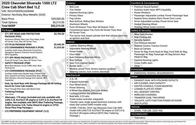 2020 Chevrolet Silverado 1500 4WD Crew Cab Short Bed LTZ