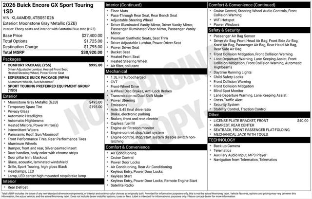 2026 Buick Encore GX Sport Touring FWD