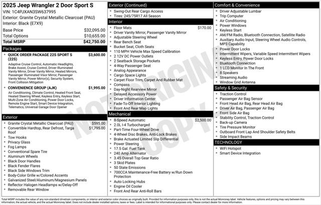 2025 Jeep Wrangler WRANGLER 2-DOOR SPORT S