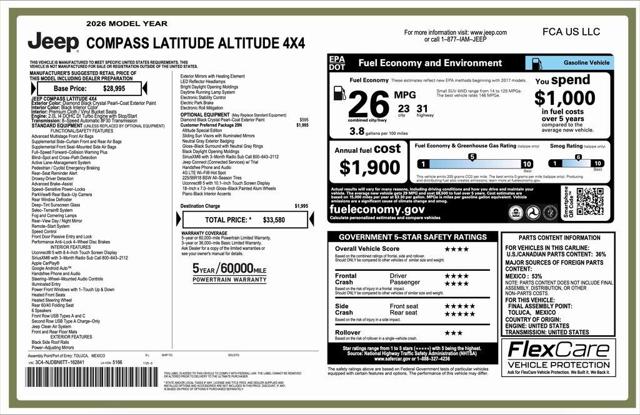 2026 Jeep Compass COMPASS LATITUDE ALTITUDE 4X4