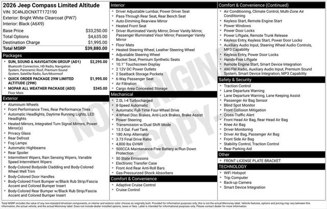 2026 Jeep Compass COMPASS LIMITED ALTITUDE 4X4