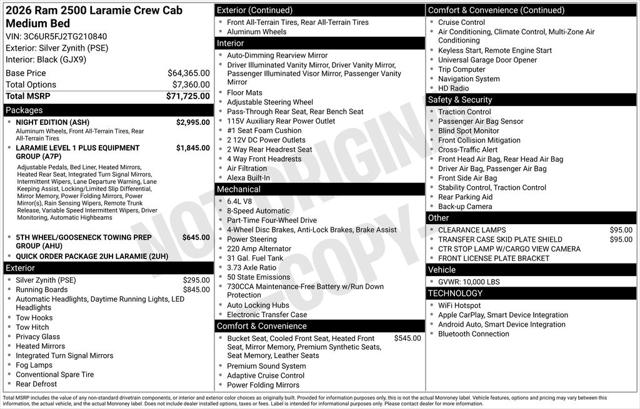 2026 RAM Ram 2500 RAM 2500 LARAMIE CREW CAB 4X4 64 BOX 2026 RAM Ram 2500 RAM 2500 LARAMIE CREW CAB 4X4 64 BOX