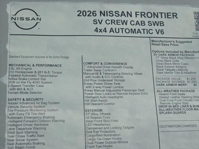 2026 Nissan Frontier Crew Cab SV 4x4