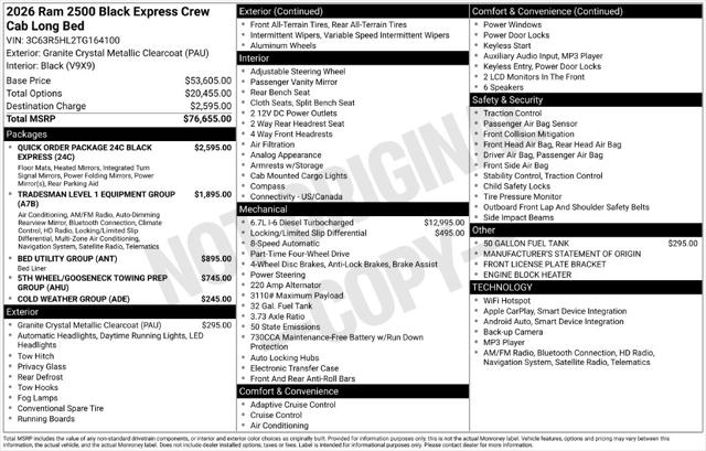 2026 Ram 2500 Black Express Crew Cab 4x4 8 Box