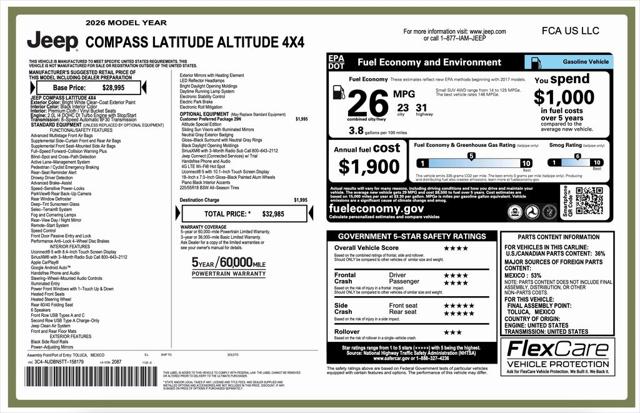 2026 Jeep Compass COMPASS LATITUDE ALTITUDE 4X4