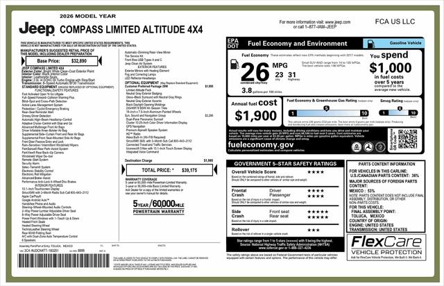 2026 Jeep Compass COMPASS LIMITED ALTITUDE 4X4