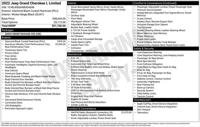 2022 Jeep Grand Cherokee L Limited 4x4 2022 Jeep Grand Cherokee L Limited 4x4